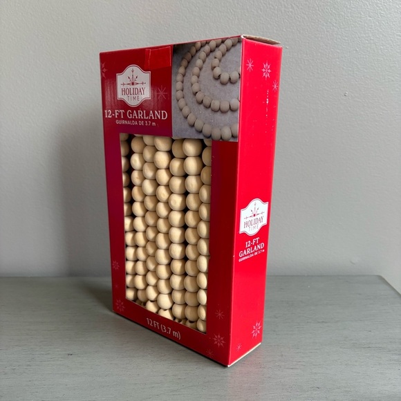 Holiday Time Natural Wood Bead Garland 12 Foot 3.7 M   NEW - Picture 3 of 8